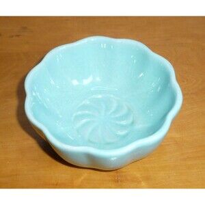 Aqua-Colored Nantucket Home Ceramic Bowl Petal Shape Small Fruit Dip Trinket